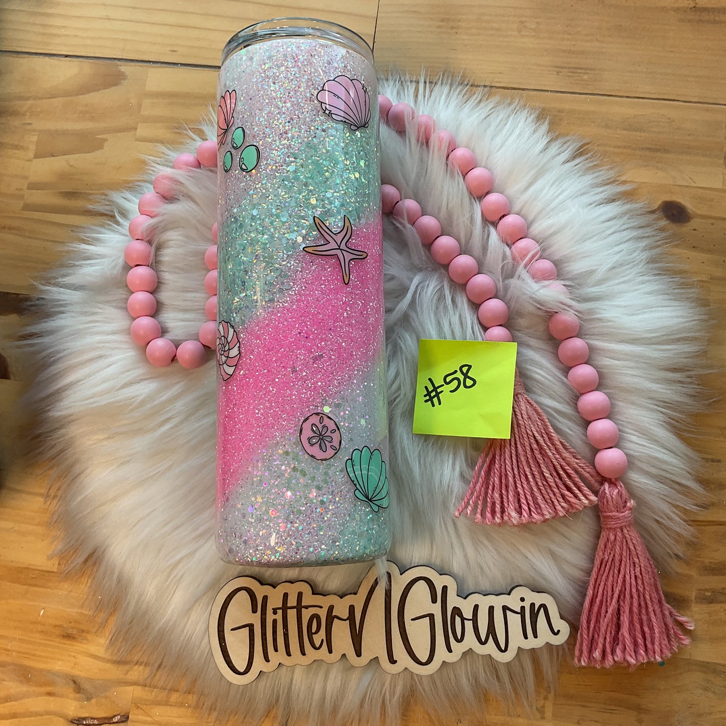 58. 30 oz Skinny – Twisted glitter w/ Stay Salty decal