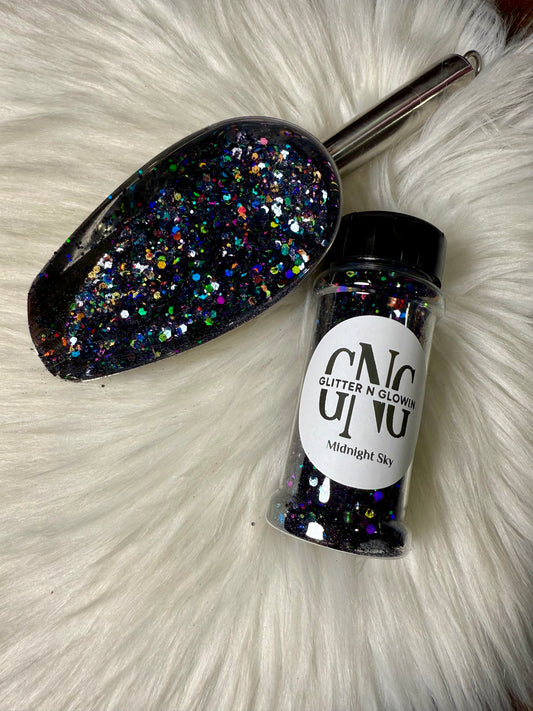 Midnight chunky holographic glitter