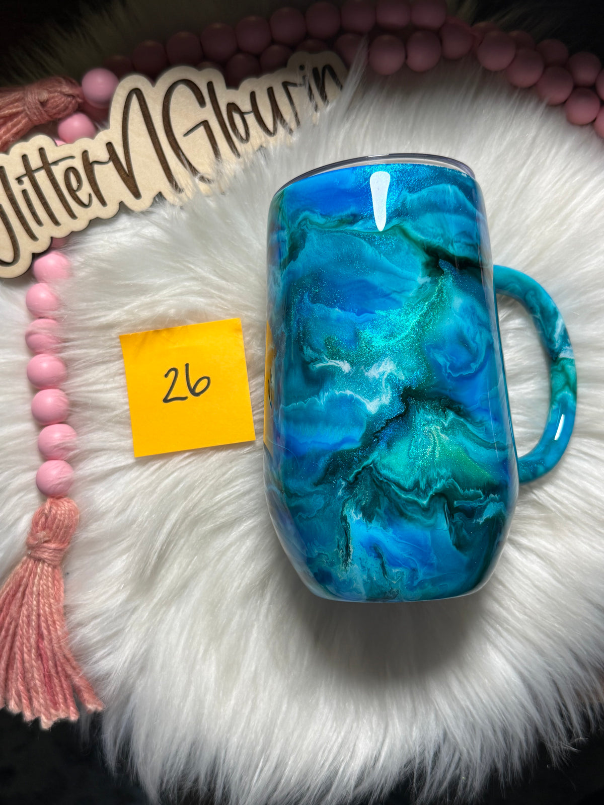 26. 16 oz Stemmy Coffee Mug – Inks (turquoise/teals)