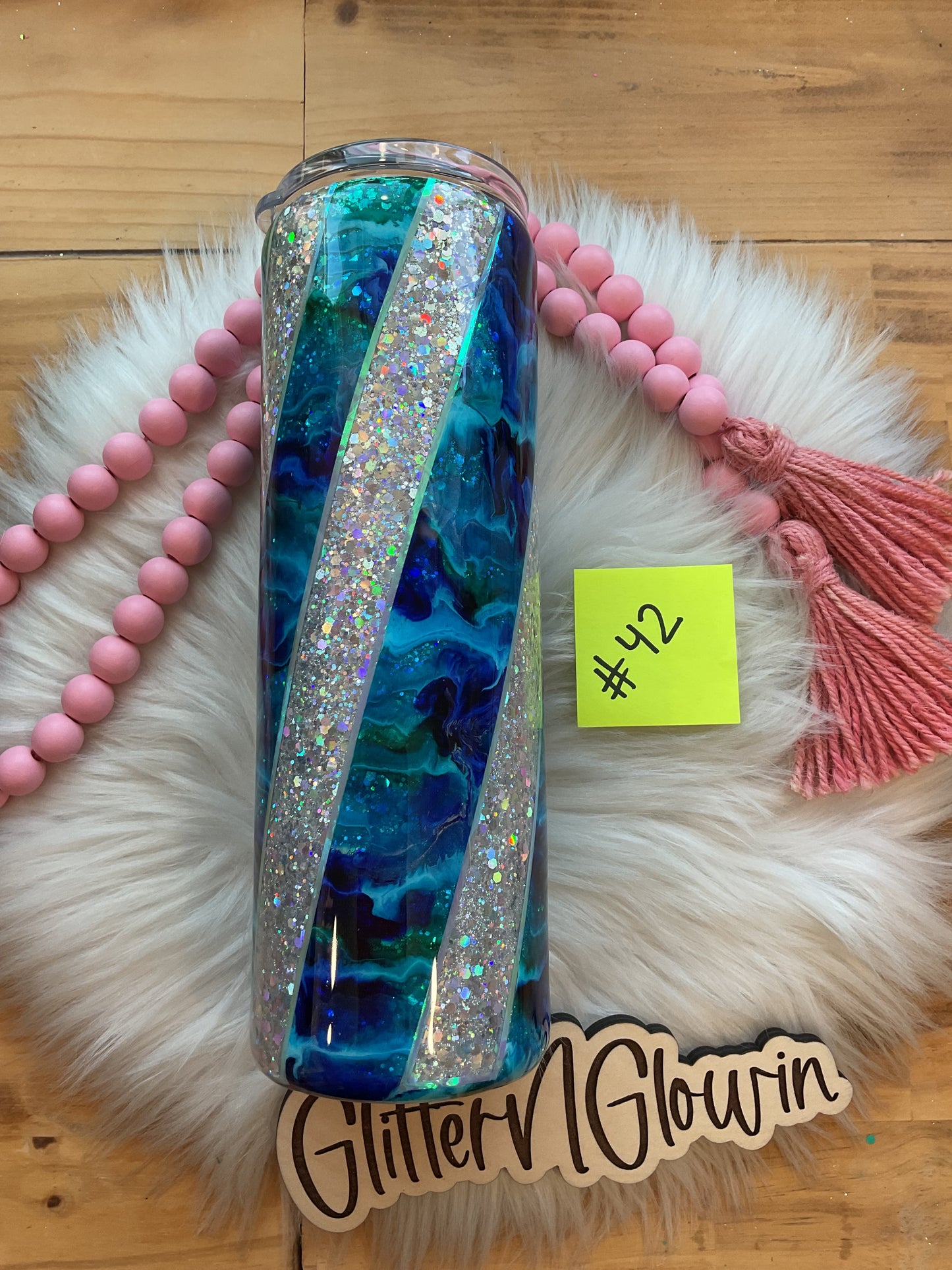 42. 30oz Skinny – Holo Silver Twisted Chaos inks