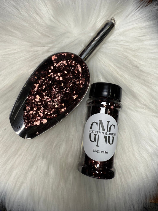 Espresso brown chunky glitter