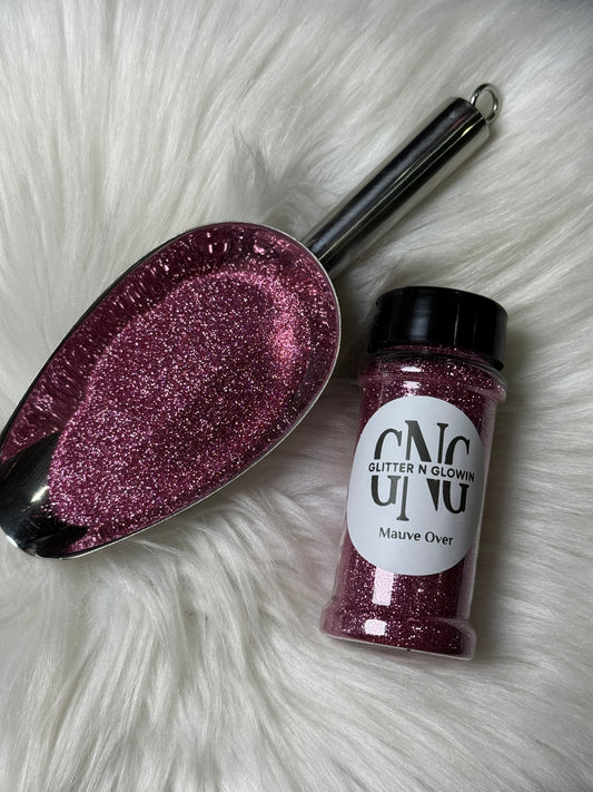 Mauve over fine metallic glitter