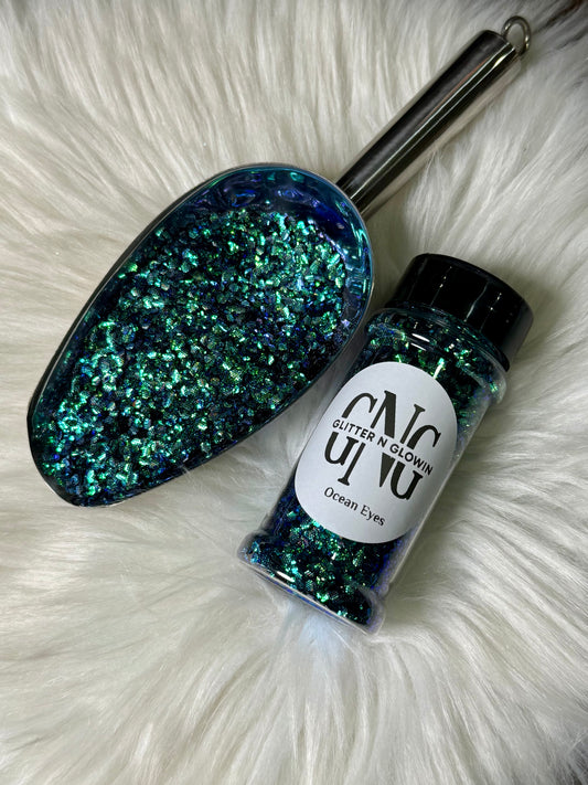 Ocean Eyes Chunky Color shift embossed glitter