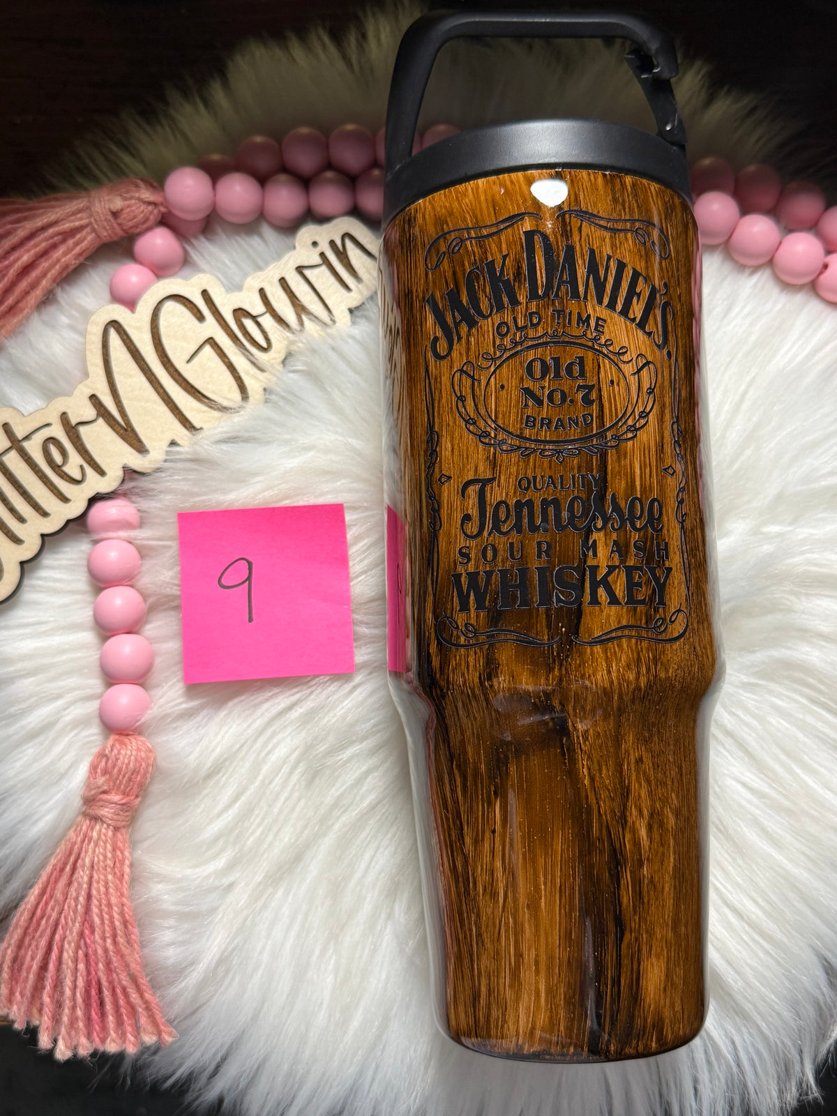 9. 30 oz Clipmate – Woodgrain w/ Jack Daniels