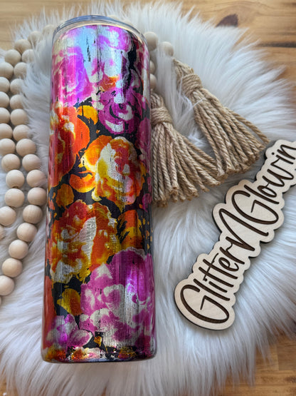 15. 30oz Skinny – Floral foil w/quote