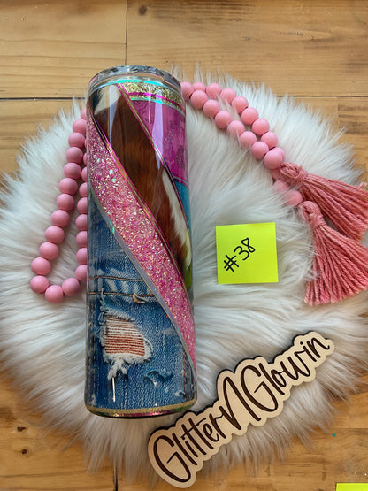 38.30oz Skinny – Cow/Jean mixed media