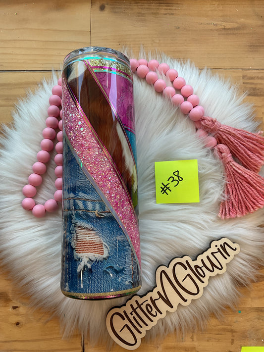 38.30oz Skinny – Cow/Jean mixed media