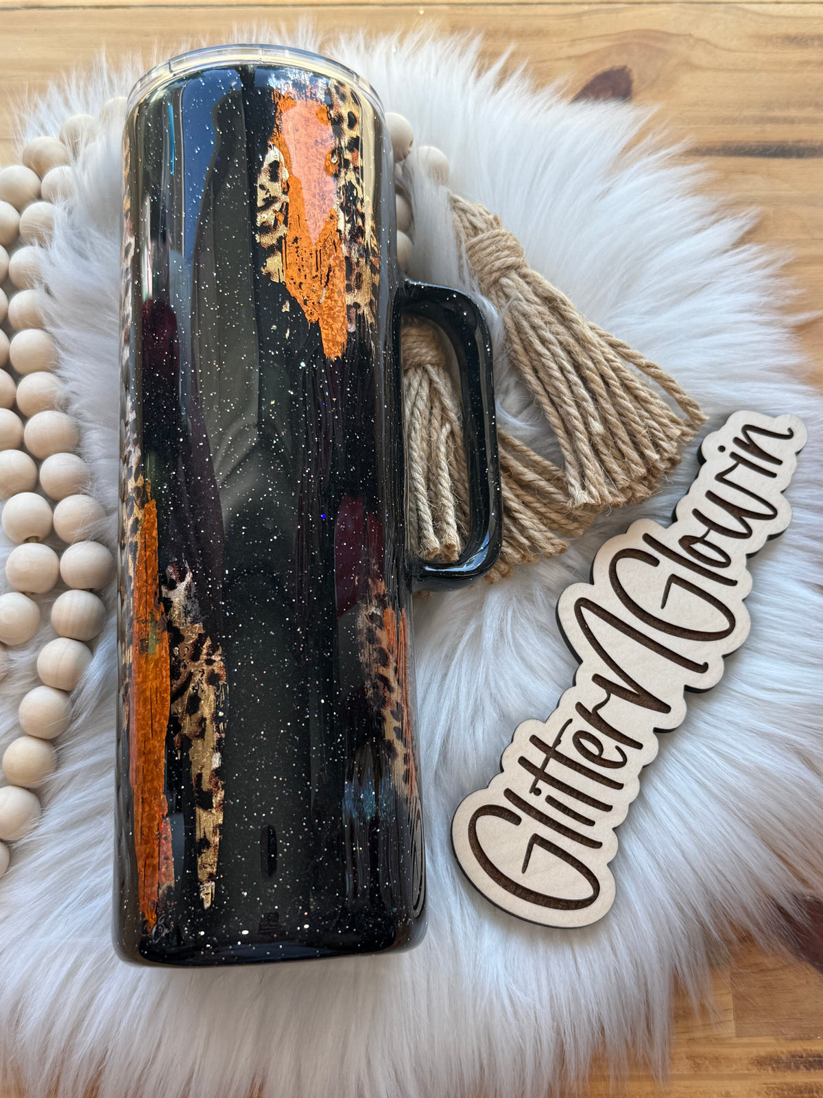 1. 30oz Hoggle – Black Betty Glitter with foils and Pumpkin