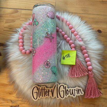 58. 30 oz Skinny – Twisted glitter w/ Stay Salty decal