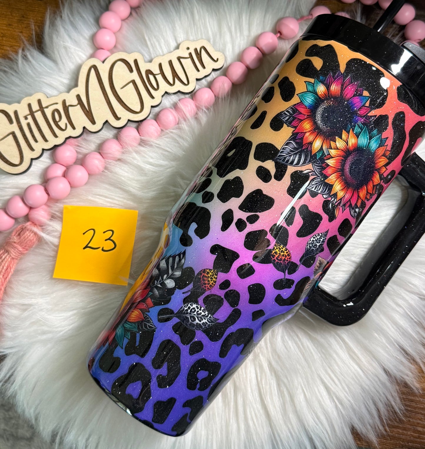 23.40 oz – Rainbow Leopard w/ Sunflowers