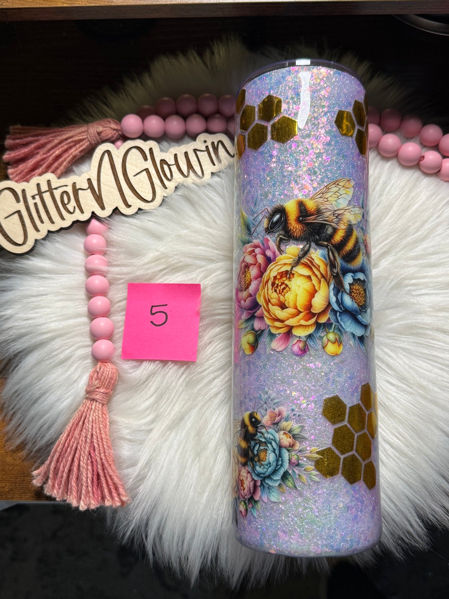 5. 35 oz Skinny – Mavis glitter with bees