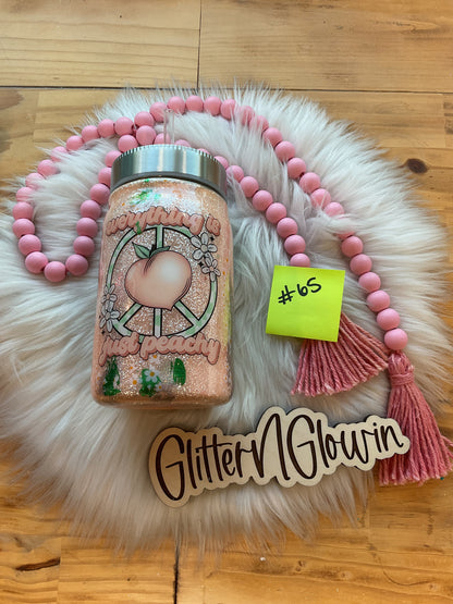 65.17 oz Mason Jar – Peach glitter w/ foils, Everything Peachy decal