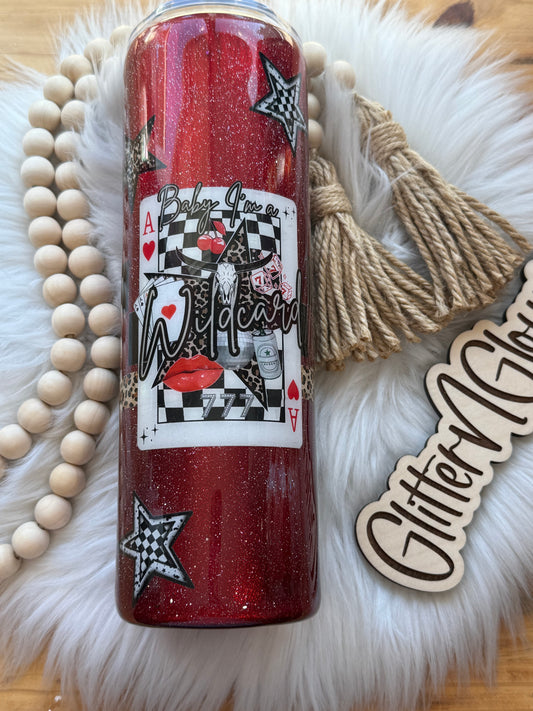 26. 30oz Skinny – Candy apple pigment w/wild card decal
