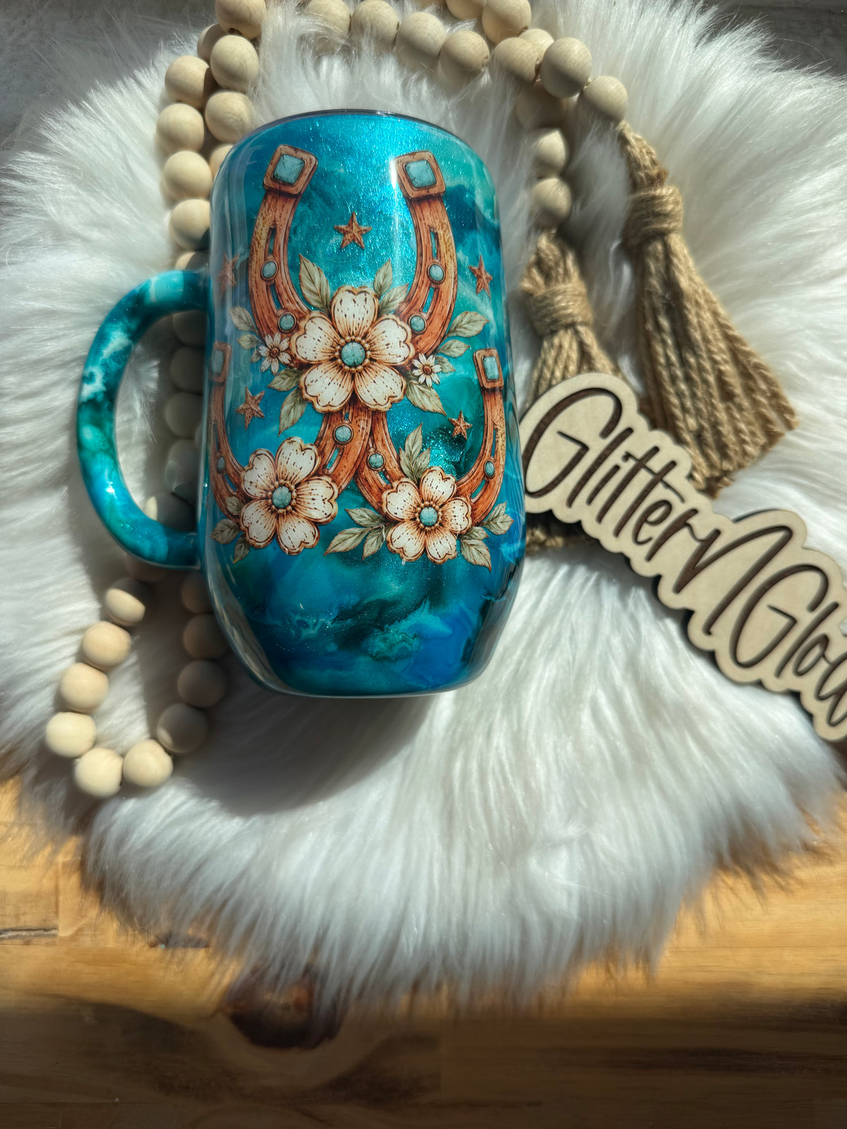 2. 16oz Stemmy coffee ink mug w/horseshoes