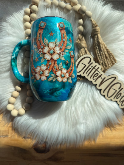 2. 16oz Stemmy coffee ink mug w/horseshoes