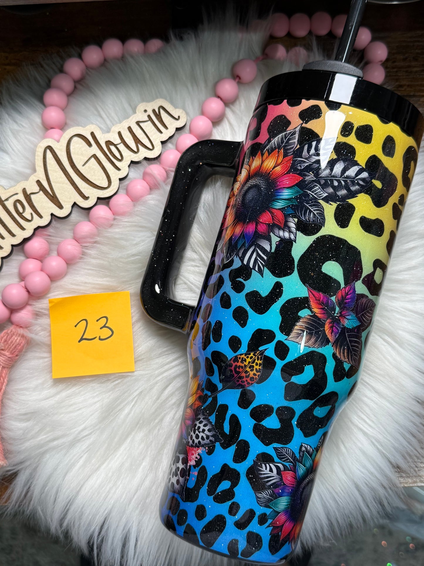 23.40 oz – Rainbow Leopard w/ Sunflowers