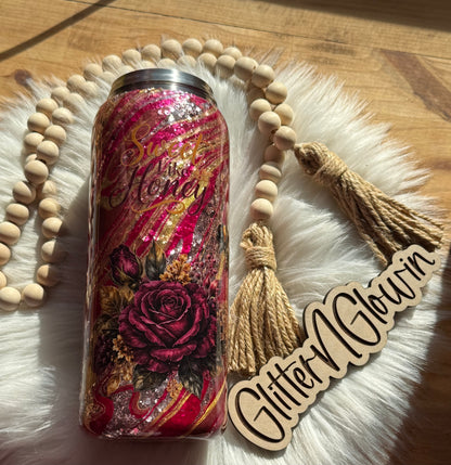 12. 32oz Hydro bottle -Bashful Glitter HydroDip w/bees & flowers