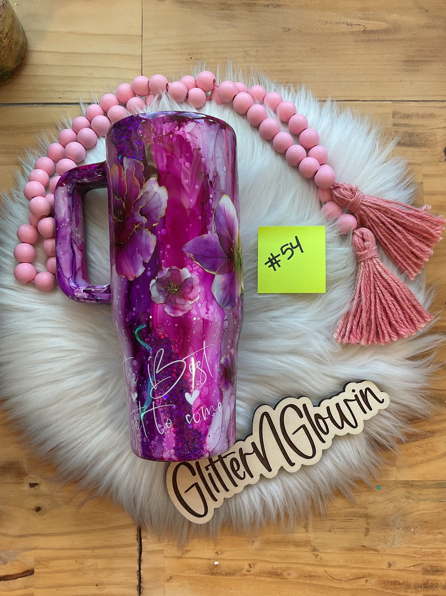 54. Rustic Raindrop in pinks and purples