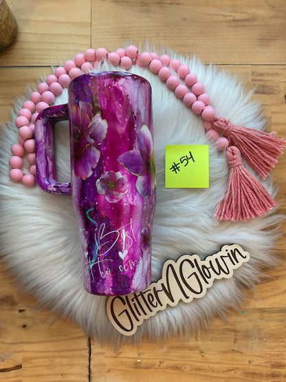 54. Rustic Raindrop in pinks and purples