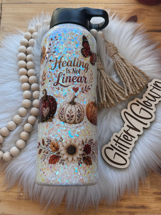 6. 40oz Hydro – Vanilla cream glitter w/fall decals