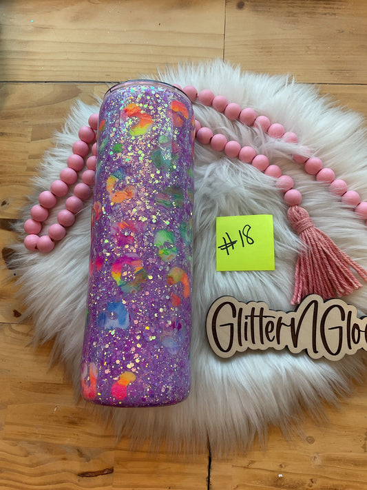 18. 30oz Skinny – Neon inks w/ leopard peek-a-boo