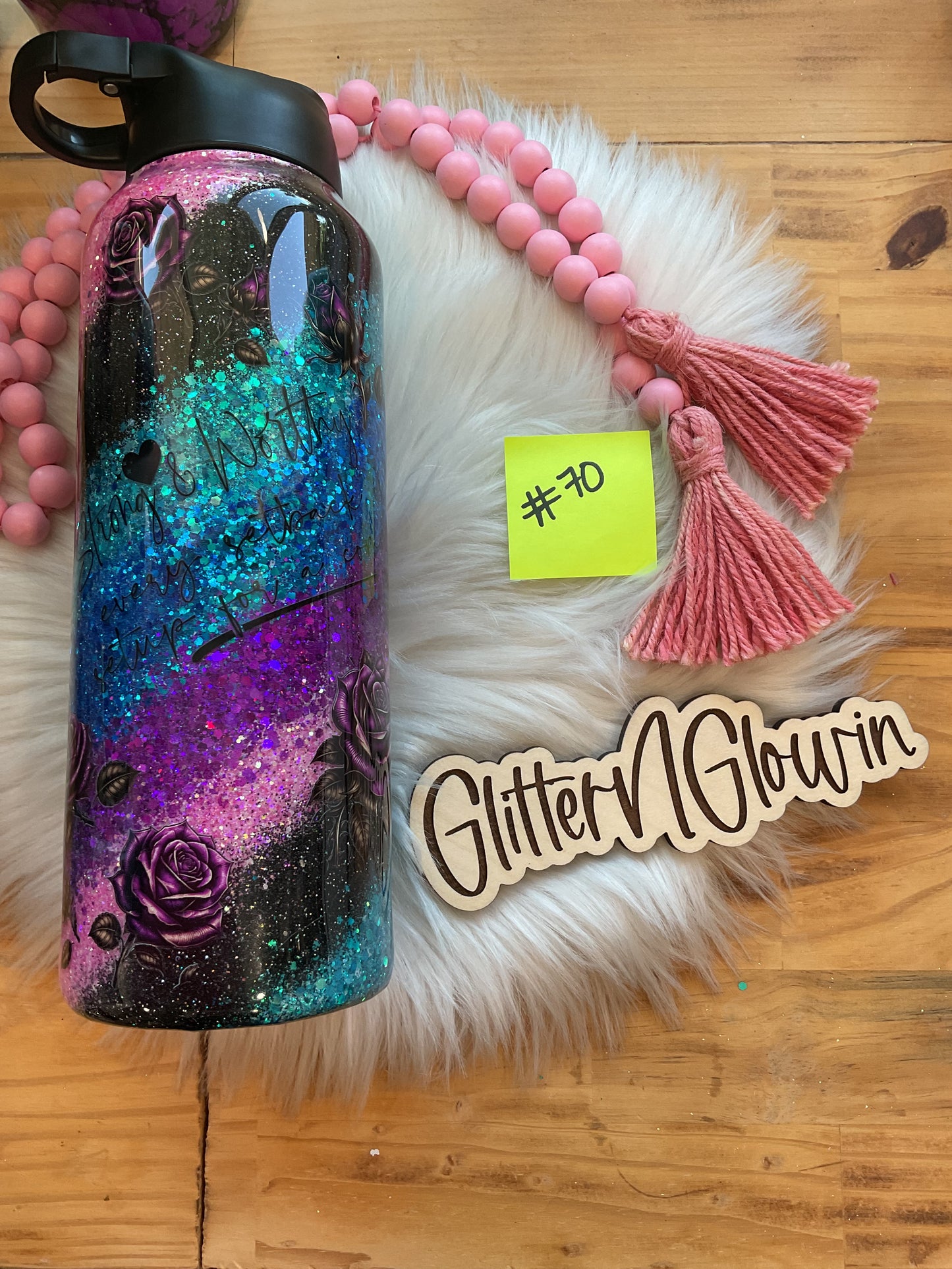 70. 40 oz Hydro – Diagonal glittered (pink, purple, blue)