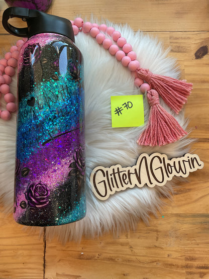 70. 40 oz Hydro – Diagonal glittered (pink, purple, blue)
