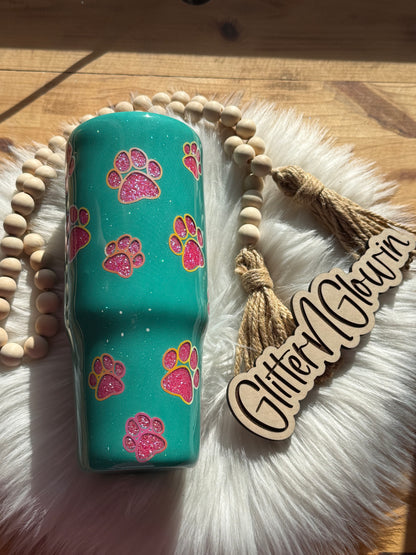 16. 30oz Clipmate – Pink bubble glitter dog peek a boo