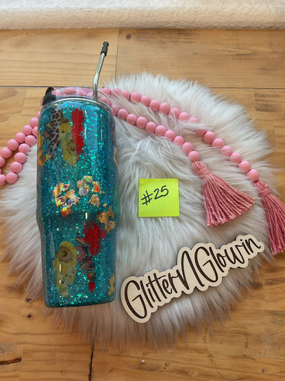 25. 30oz Clipmate – Seaglass w/ cross & foils