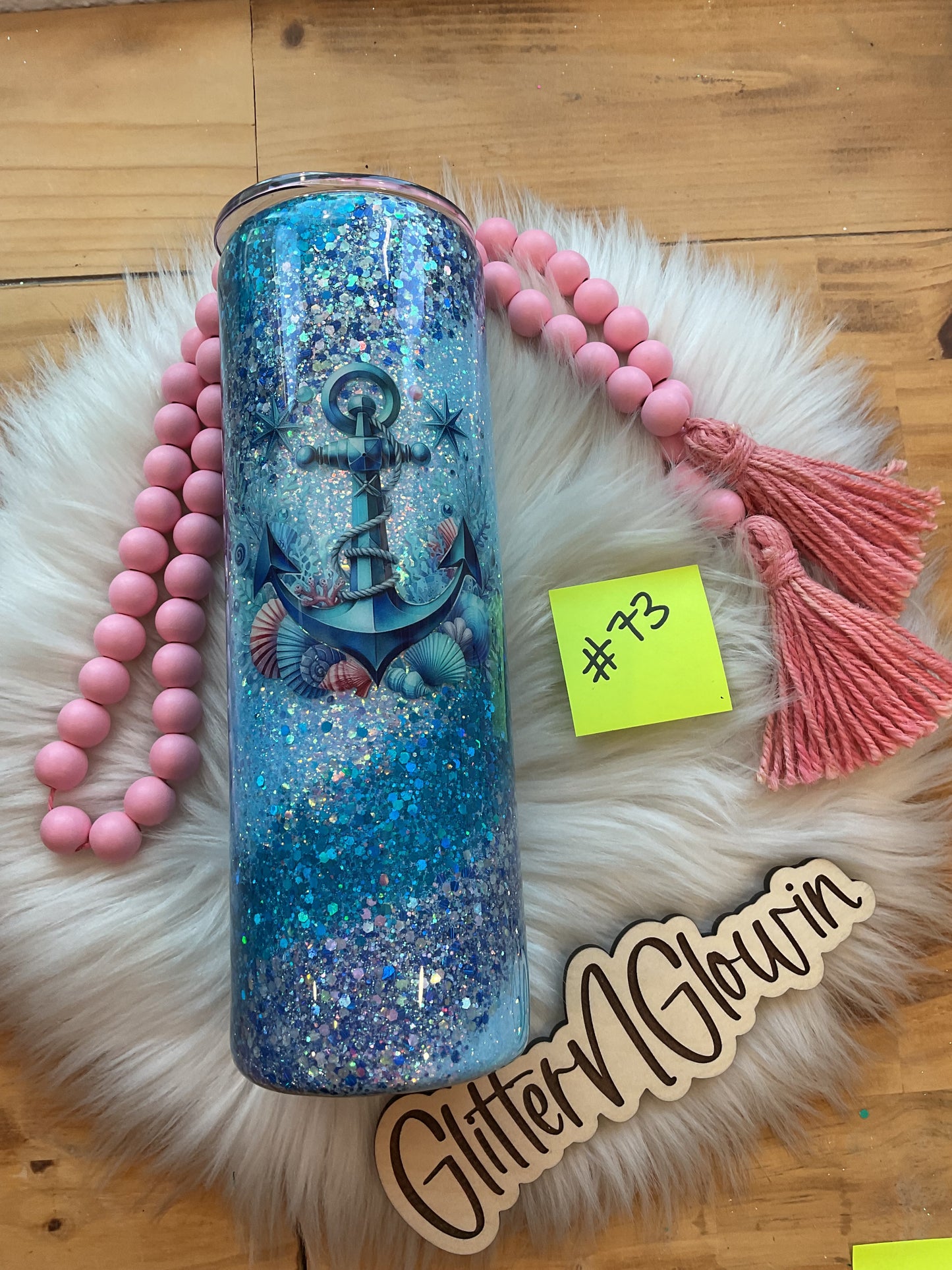 73. 30 oz Skinny – Blues diagonally  w/ beach decal