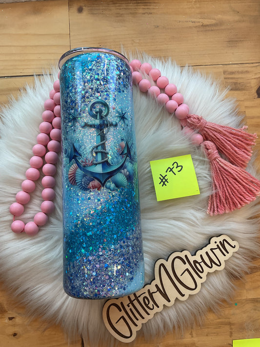 73. 30 oz Skinny – Blues diagonally  w/ beach decal