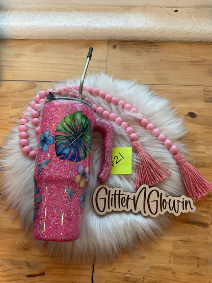 21. 30oz Grippy – Platinum Pink w/ summer decal
