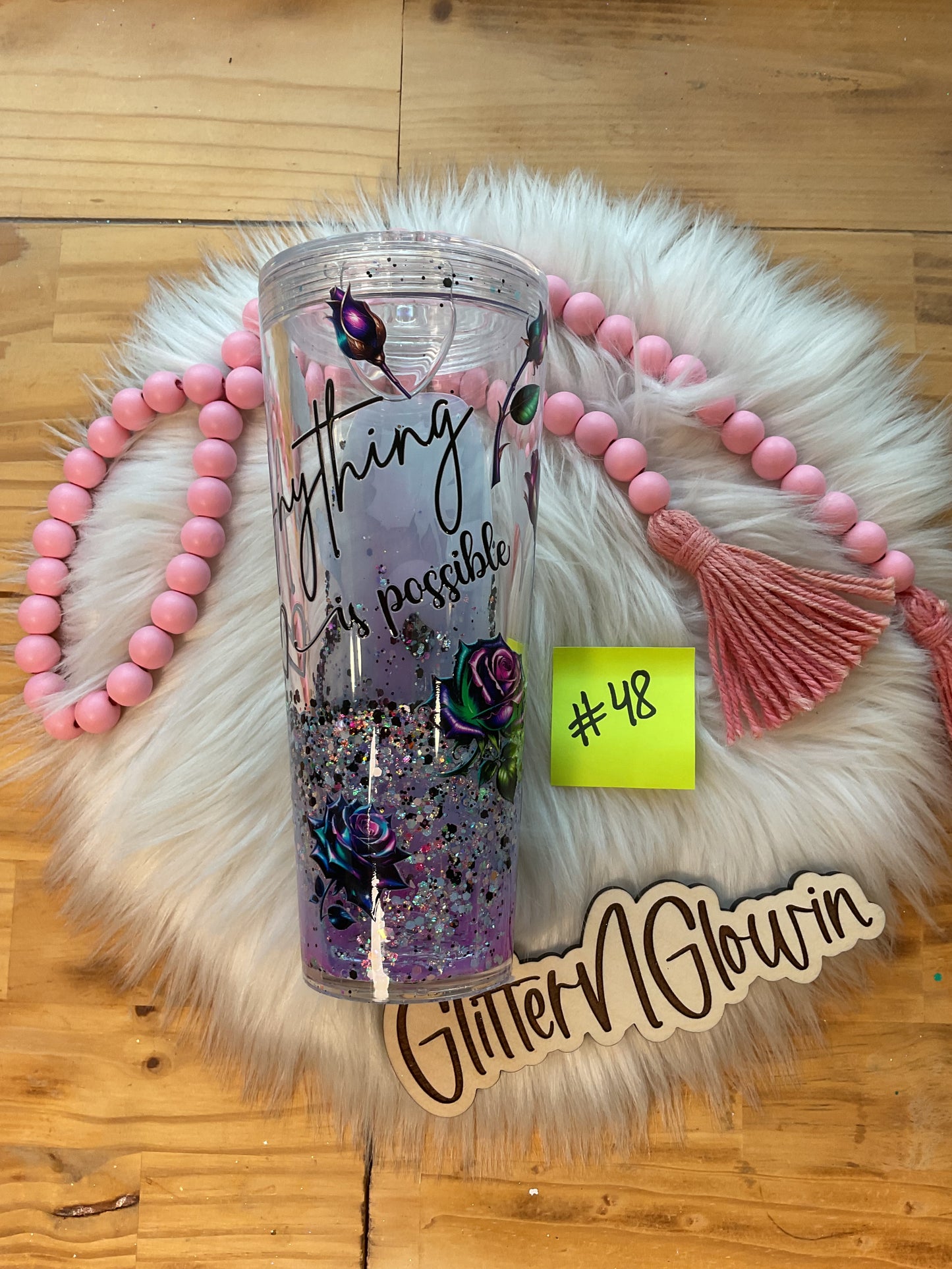 49. 24 oz Snowglobe – Lava Purple w/ roses