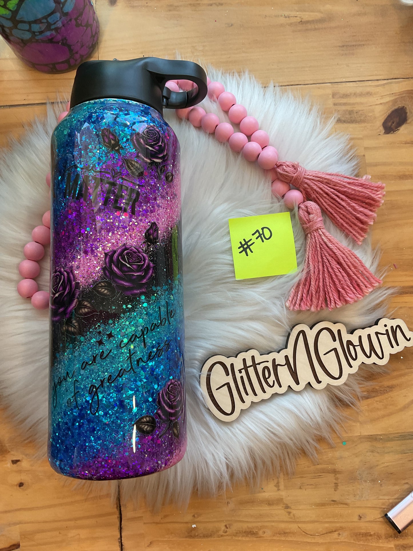 70. 40 oz Hydro – Diagonal glittered (pink, purple, blue)