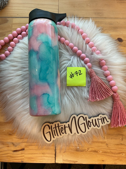72. 25 oz Hydro – Peach & teal ink blot w/ starfish
