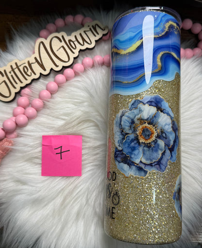 7. 30 oz Skinny – Geode UVDTF w/ flowers