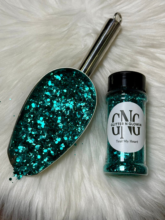 Teal my Heart Chunky Metallic Glitter