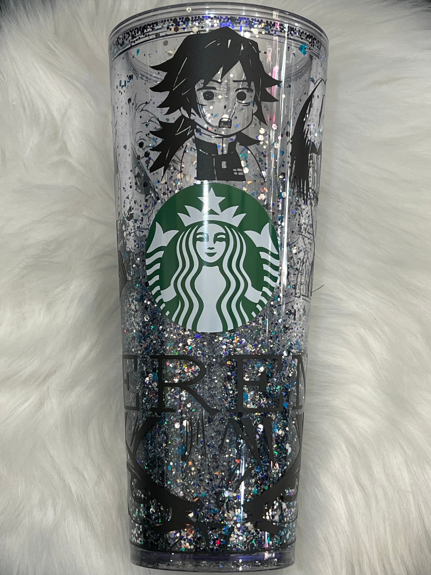 Anime Custom Starbucks double walled snowglobe tumbler