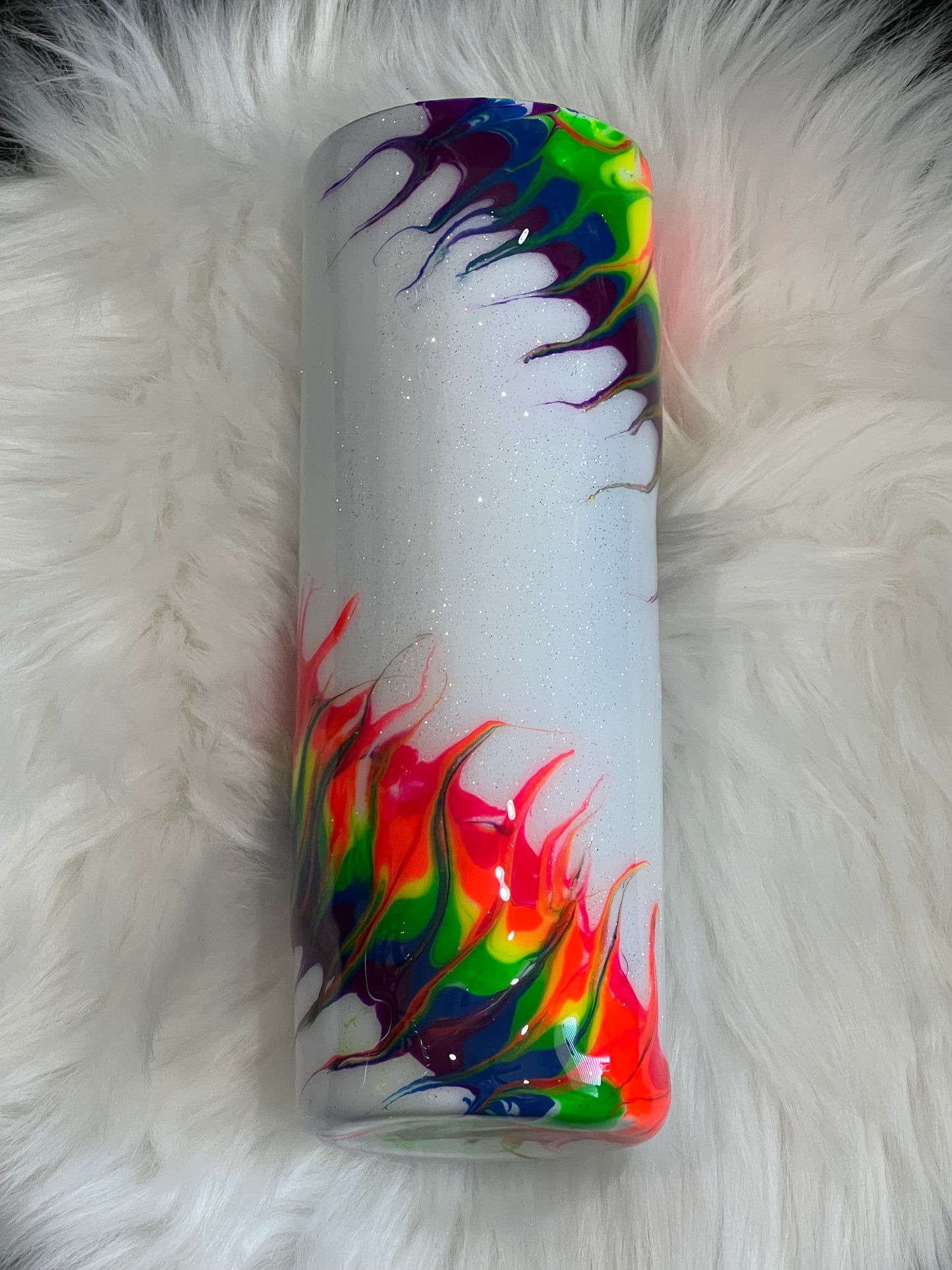 Tye Dye Tumbler with mega glow w/straw